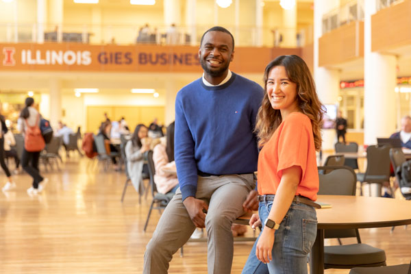 Two students in the BIF atrium