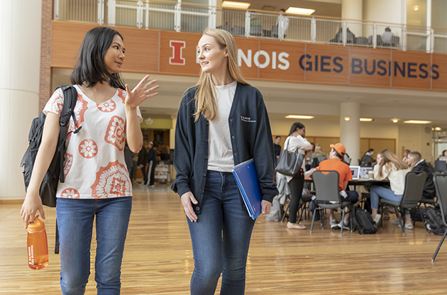 Students walking in BIF atrium